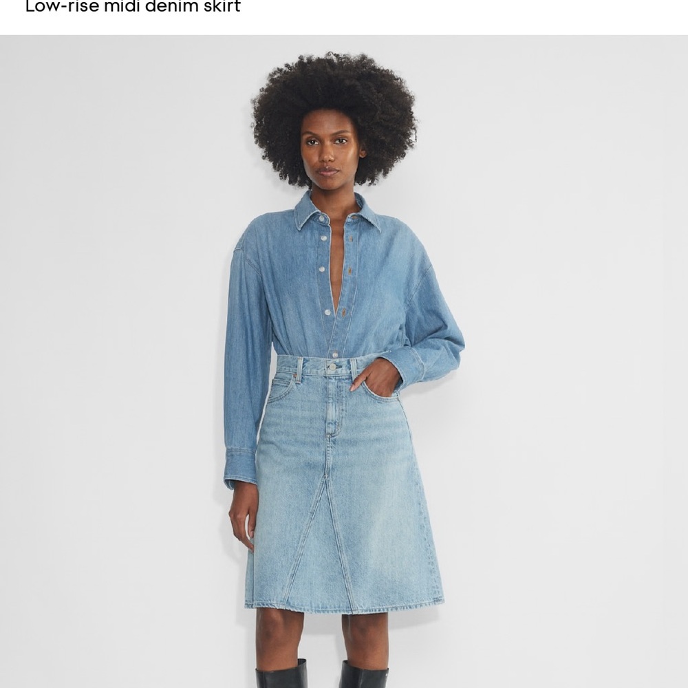 Blue Denim Midi Skirt